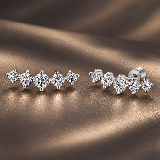 White Gold Plated Sterling Silver Moissanite Earrings