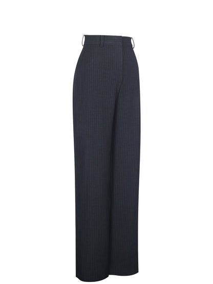 Quinnie Navy Striped High-Waisted Straight Leg Pant