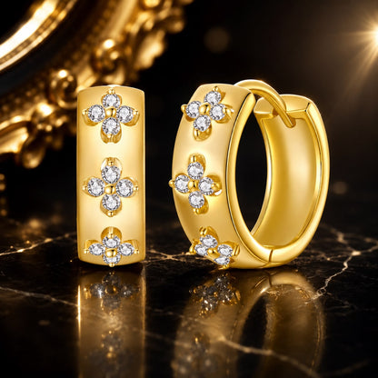 Gold Plated Sterling Silver Moissanite Hoop Earrings
