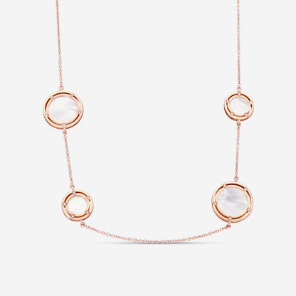 Damiani D. Side 18K Rose Gold Diamond & Mother of Pearl Station Necklace 0.31ct.