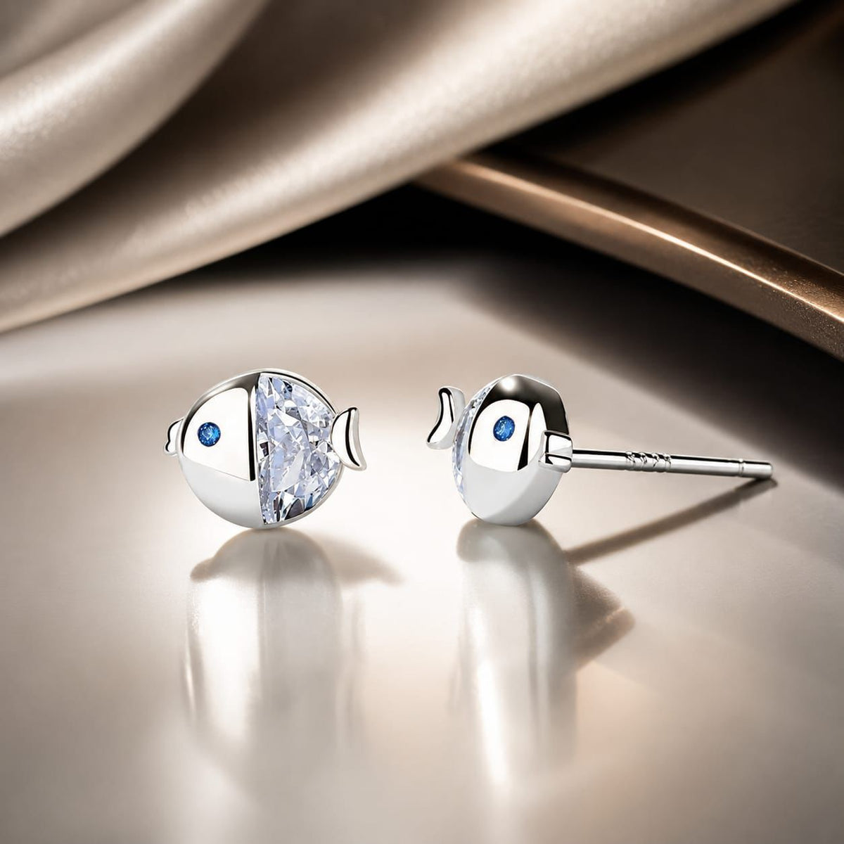 Sterling Silver Pavé Cubic Zirconia Stud Earrings