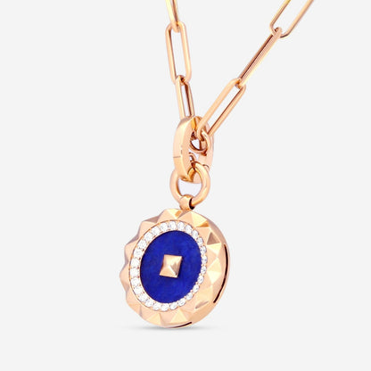 Roberto Coin Obelisco 18K Rose Gold Diamond & Blue Lapis Pendant Necklace 8883122AX19XB