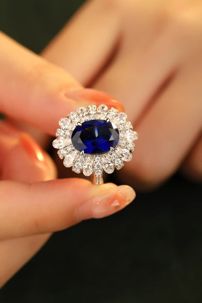 5 Carat Lab-Grown Sapphire Flower Shape Ring - Undeniably LUXE