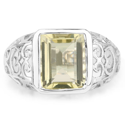 5.65 Carat Genuine Lemon Quartz .925 Sterling Silver Ring