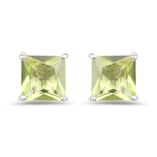 Sterling Silver Peridot Solitaire Stud Earrings