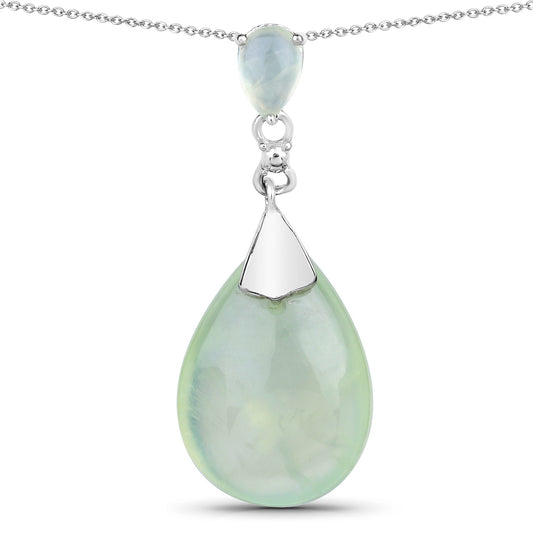 UndeniablyLuxe Fine Jewelry Prehnite Teardrop Pendant Necklace