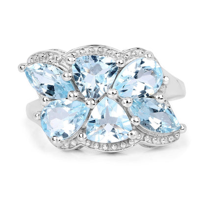 .925 Sterling Silver Blue Topaz Cocktail Ring