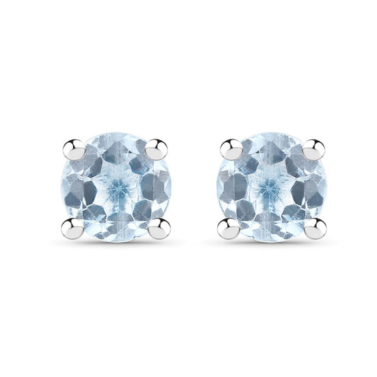 Sterling Silver 2.07 CTW Blue Topaz Stud Earrings