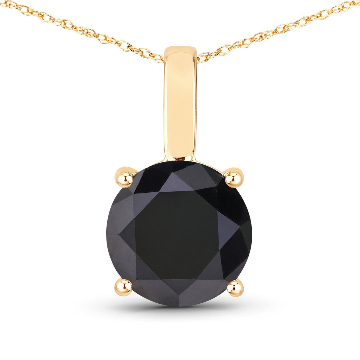 14K Yellow Gold Black Diamond Solitaire Pendant