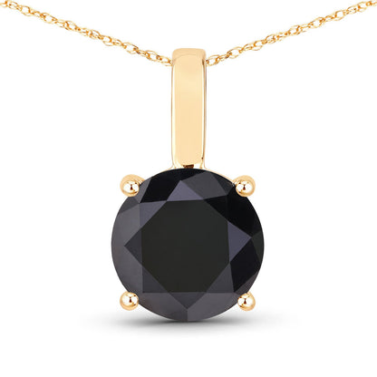 14K Yellow Gold Black Diamond Solitaire Pendant