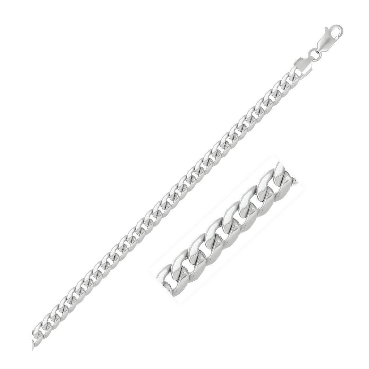 14K White Gold Miami Cuban Bracelet