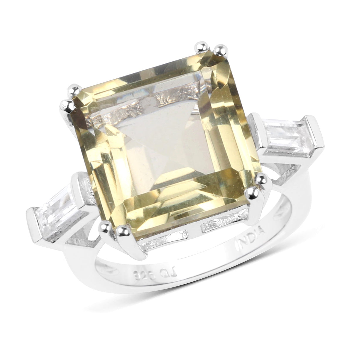 Sterling Silver Lemon Quartz and White Topaz Ring
