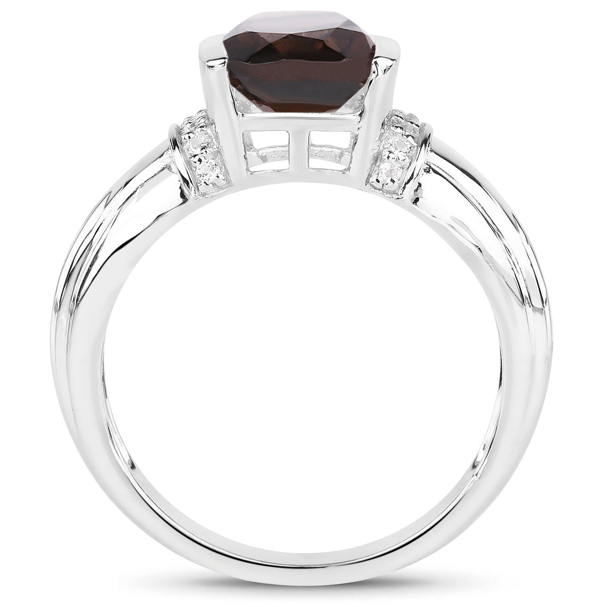 Sterling Silver Smoky Quartz and White Topaz Ring