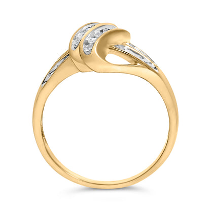 10K Yellow Gold Plated Sterling Silver 1.0 Cttw Diamond Flower Cluster Ring