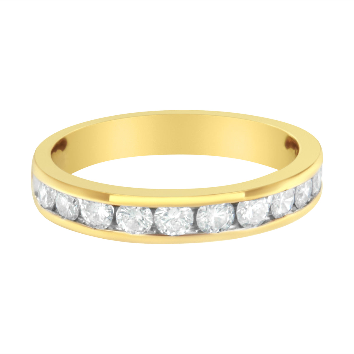 18K Yellow Gold 1.0 Cttw Round Diamond Channel Set Anniversary Band