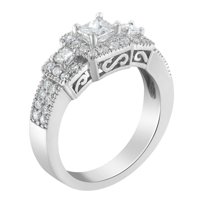 14K White Gold Diamond Three Stone Ring