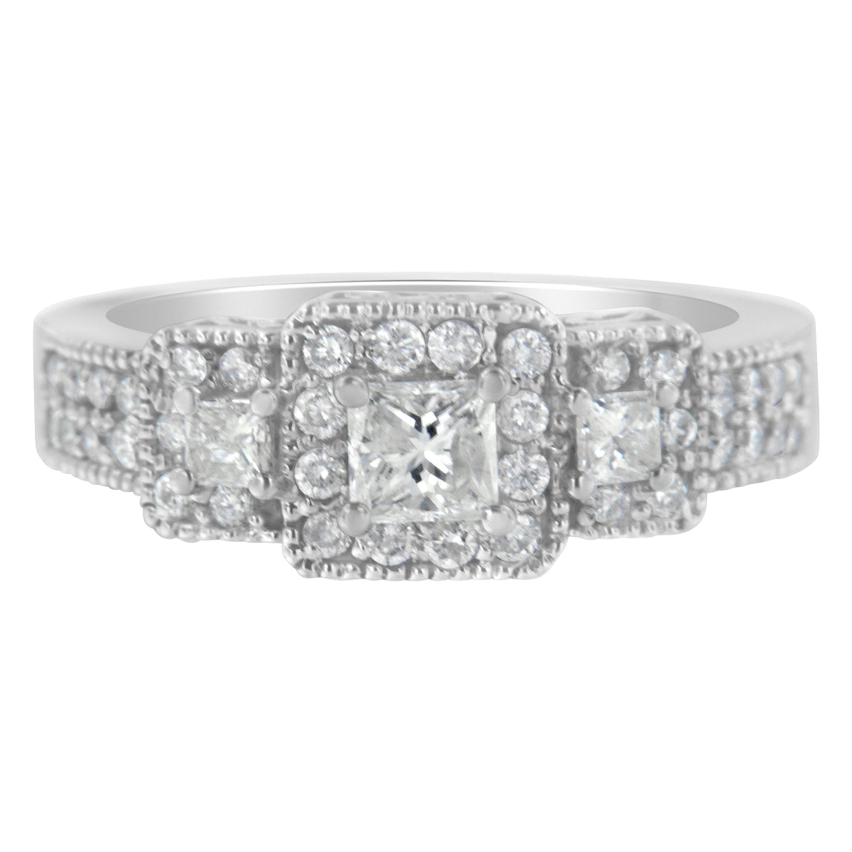 14K White Gold Diamond Three Stone Ring