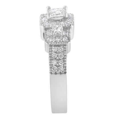 14K White Gold Diamond Three Stone Ring