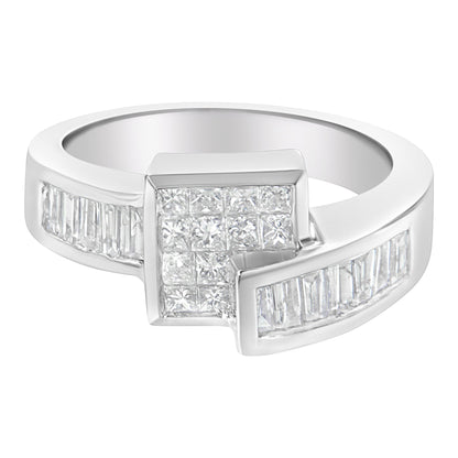 Undeniablyluxe Fine Jewelry 14k White Gold Princess And Baguette Diamond Ring
