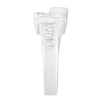 Undeniablyluxe Fine Jewelry 14k White Gold Princess And Baguette Diamond Ring