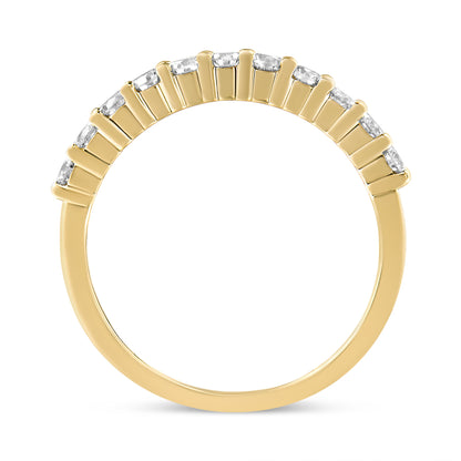 14K Yellow Gold Plated Sterling Silver 1/2 cttw Diamond Band Ring