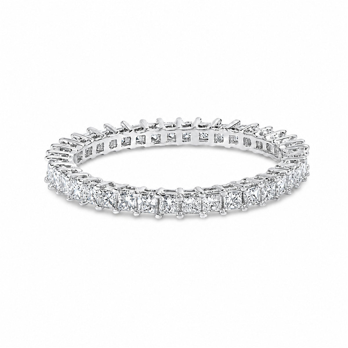 14K White Gold 1.0 Cttw Princess Diamond Eternity Band Ring