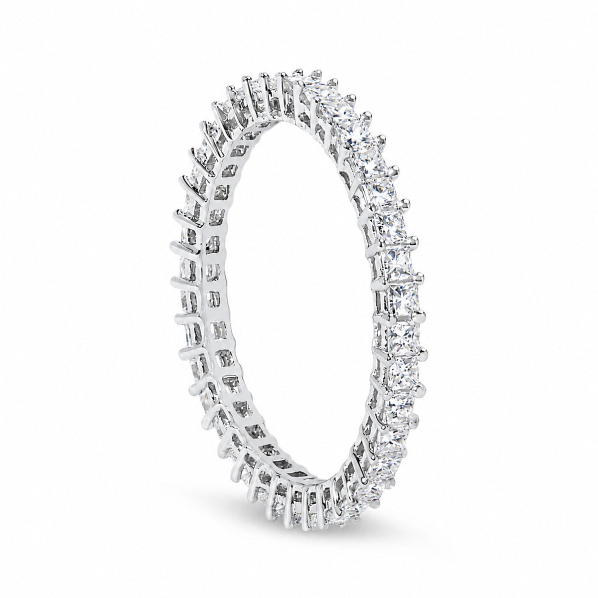 14K White Gold 1.0 Cttw Princess Diamond Eternity Band Ring