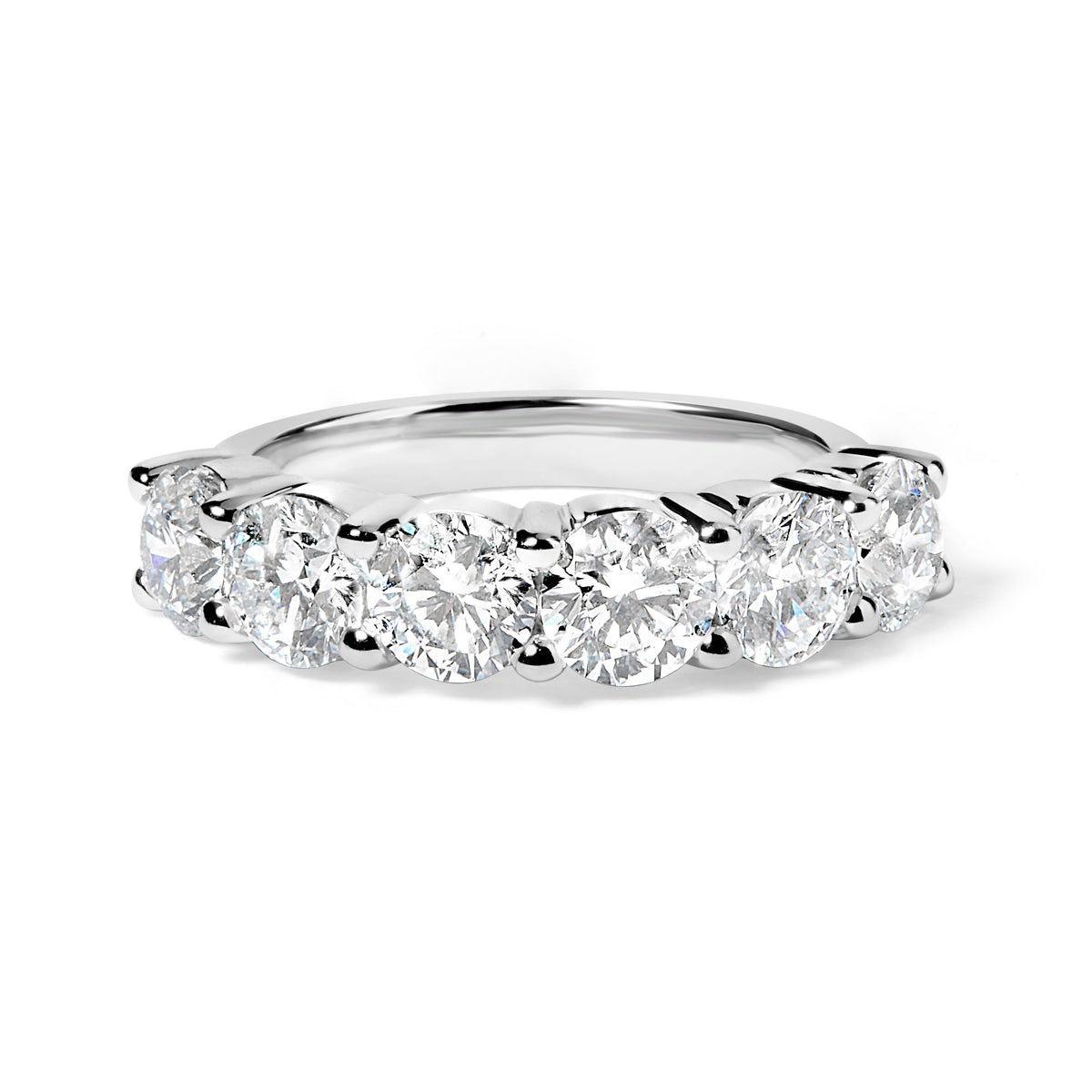 14K White Gold Lab-Grown Diamond Shared Prong 6-Stone Band Ring