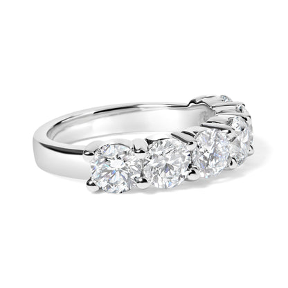 14K White Gold Lab-Grown Diamond Shared Prong 6-Stone Band Ring