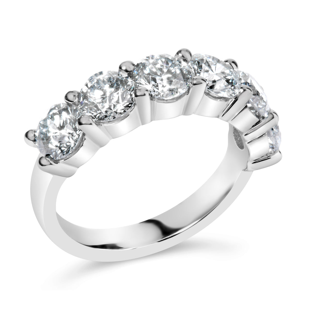 14K White Gold Lab-Grown Diamond Shared Prong 6-Stone Band Ring