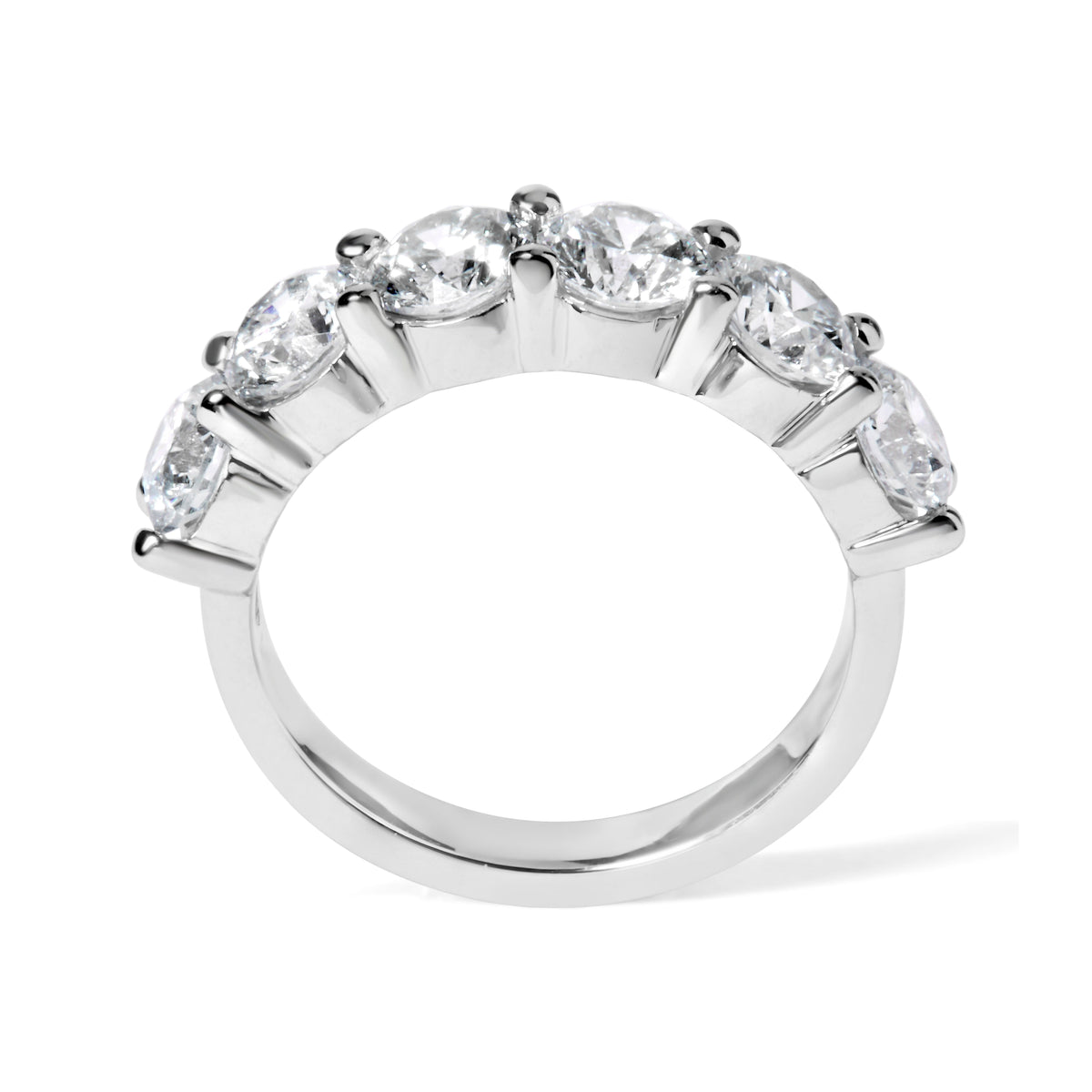14K White Gold Lab-Grown Diamond Shared Prong 6-Stone Band Ring