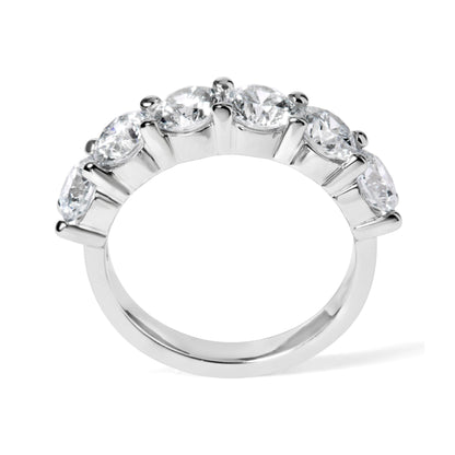 14K White Gold Lab-Grown Diamond Shared Prong 6-Stone Band Ring