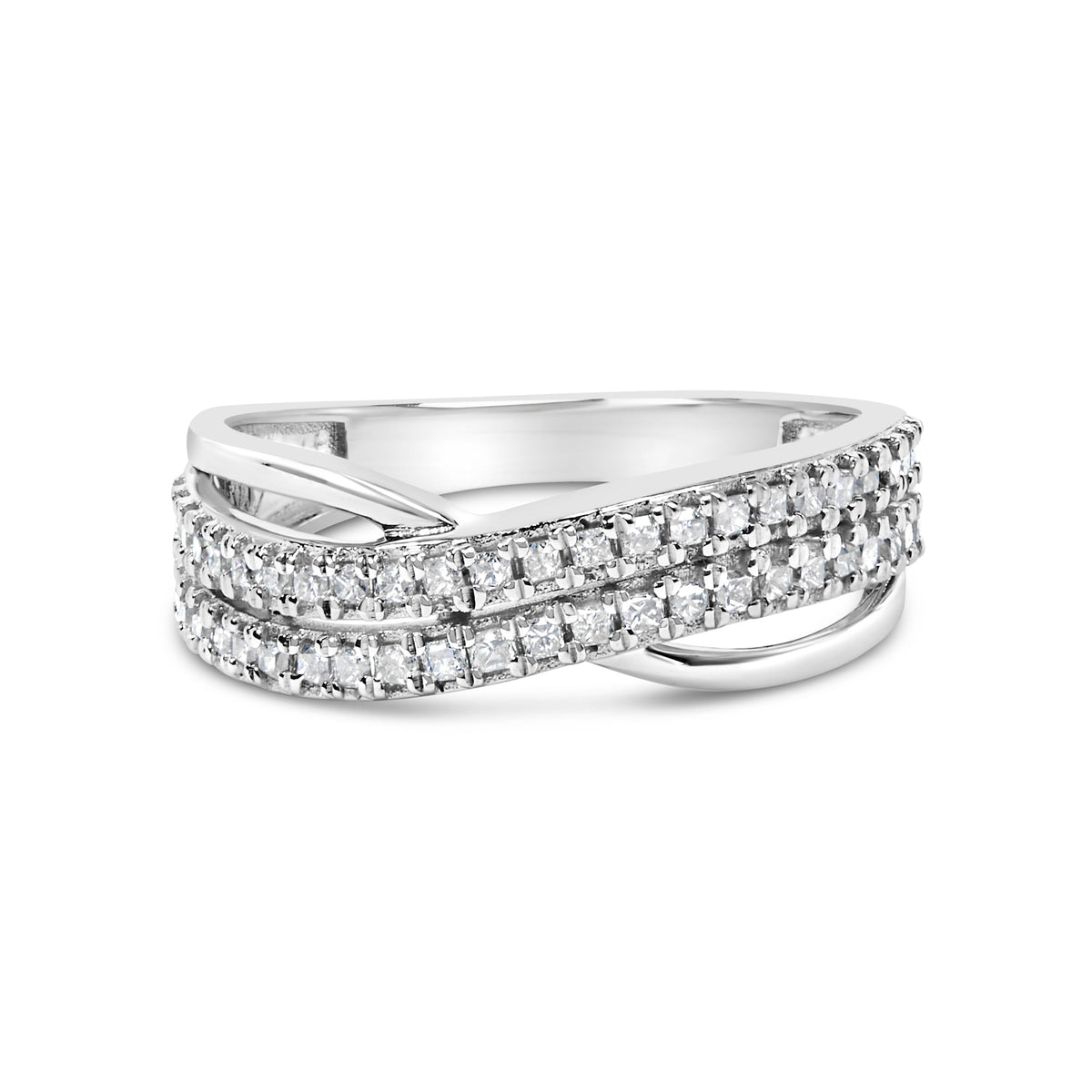 10K White Gold Princess Diamond Split Shank Band Ring