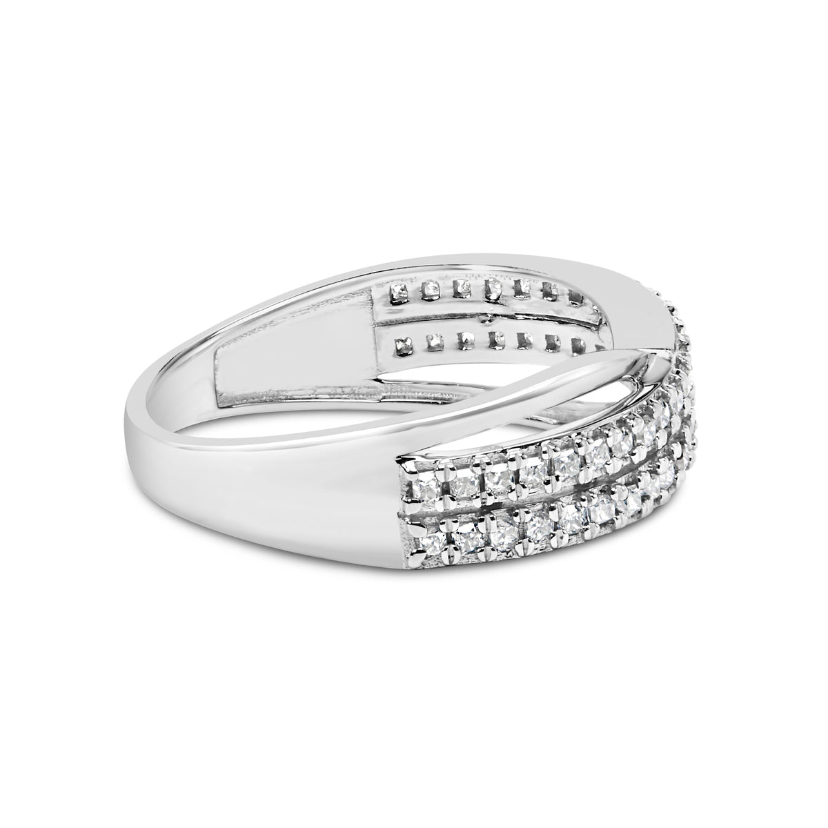10K White Gold Princess Diamond Split Shank Band Ring