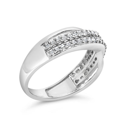 10K White Gold Princess Diamond Split Shank Band Ring