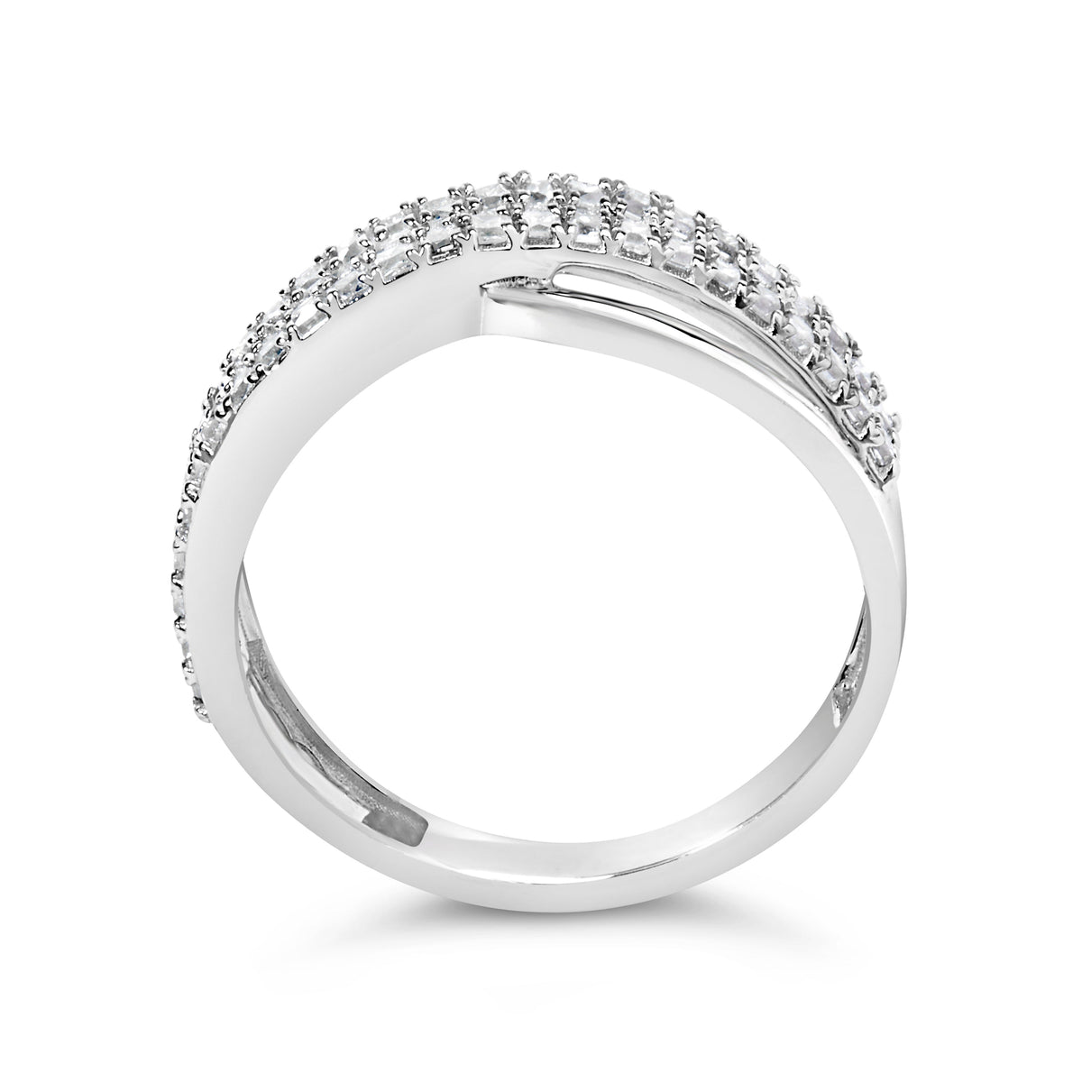 10K White Gold Princess Diamond Split Shank Band Ring