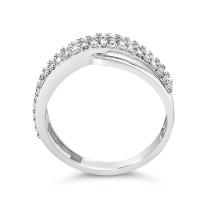 10K White Gold Princess Diamond Split Shank Band Ring