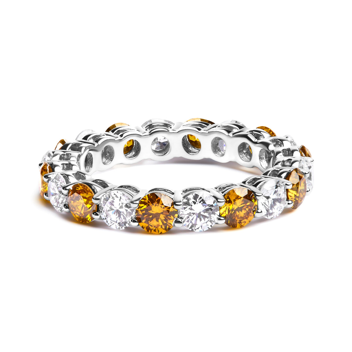 14K White Gold Alternating White and Yellow Lab-Grown Diamond Eternity Band Ring