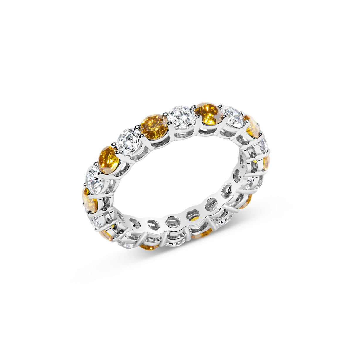 14K White Gold Alternating White and Yellow Lab-Grown Diamond Eternity Band Ring