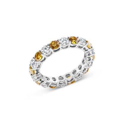 14K White Gold Alternating White and Yellow Lab-Grown Diamond Eternity Band Ring