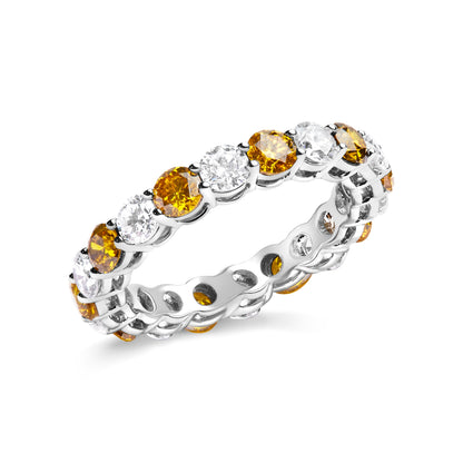 14K White Gold Alternating White and Yellow Lab-Grown Diamond Eternity Band Ring