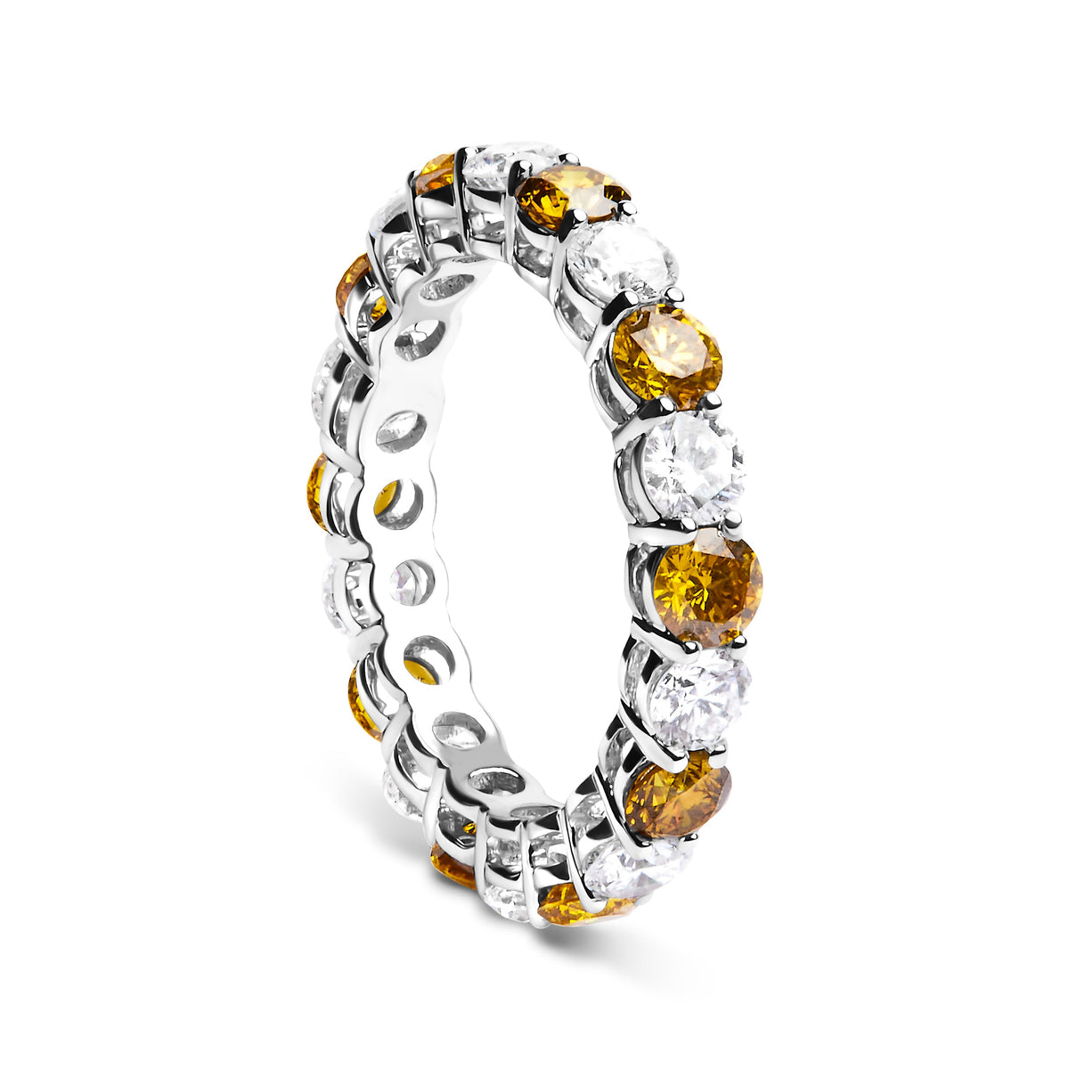 14K White Gold Alternating White and Yellow Lab-Grown Diamond Eternity Band Ring