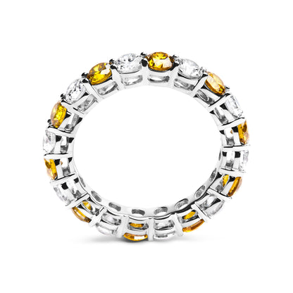 14K White Gold Alternating White and Yellow Lab-Grown Diamond Eternity Band Ring