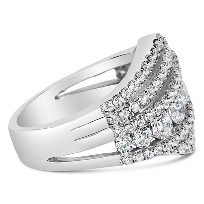 .925 Sterling Silver 2.00 Cttw Lab Grown Diamond Cluster Band Ring
