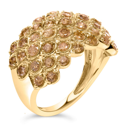 10K Yellow Gold 2.0 Cttw Brown Diamond Teardrop Cocktail Ring