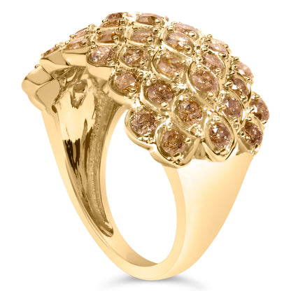 10K Yellow Gold 2.0 Cttw Brown Diamond Teardrop Cocktail Ring