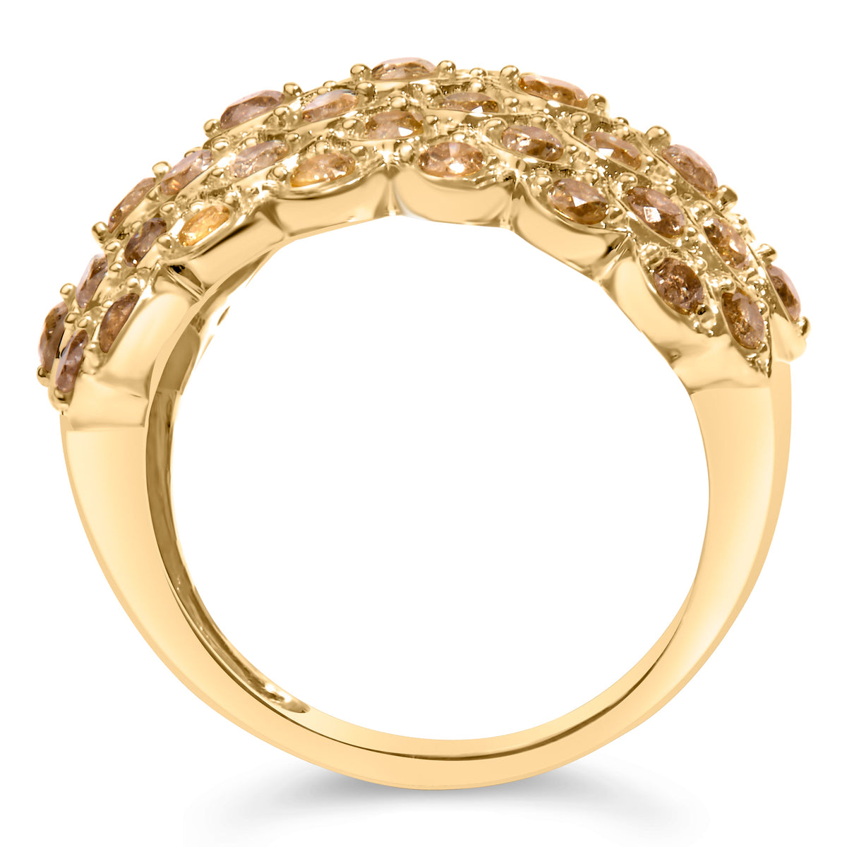 10K Yellow Gold 2.0 Cttw Brown Diamond Teardrop Cocktail Ring