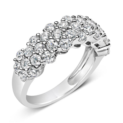 .925 Sterling Silver 2.0 cttw Lab Grown Diamond Scattered Band Ring (F-G Color, VS1-VS2 Clarity) - Ring Size 7