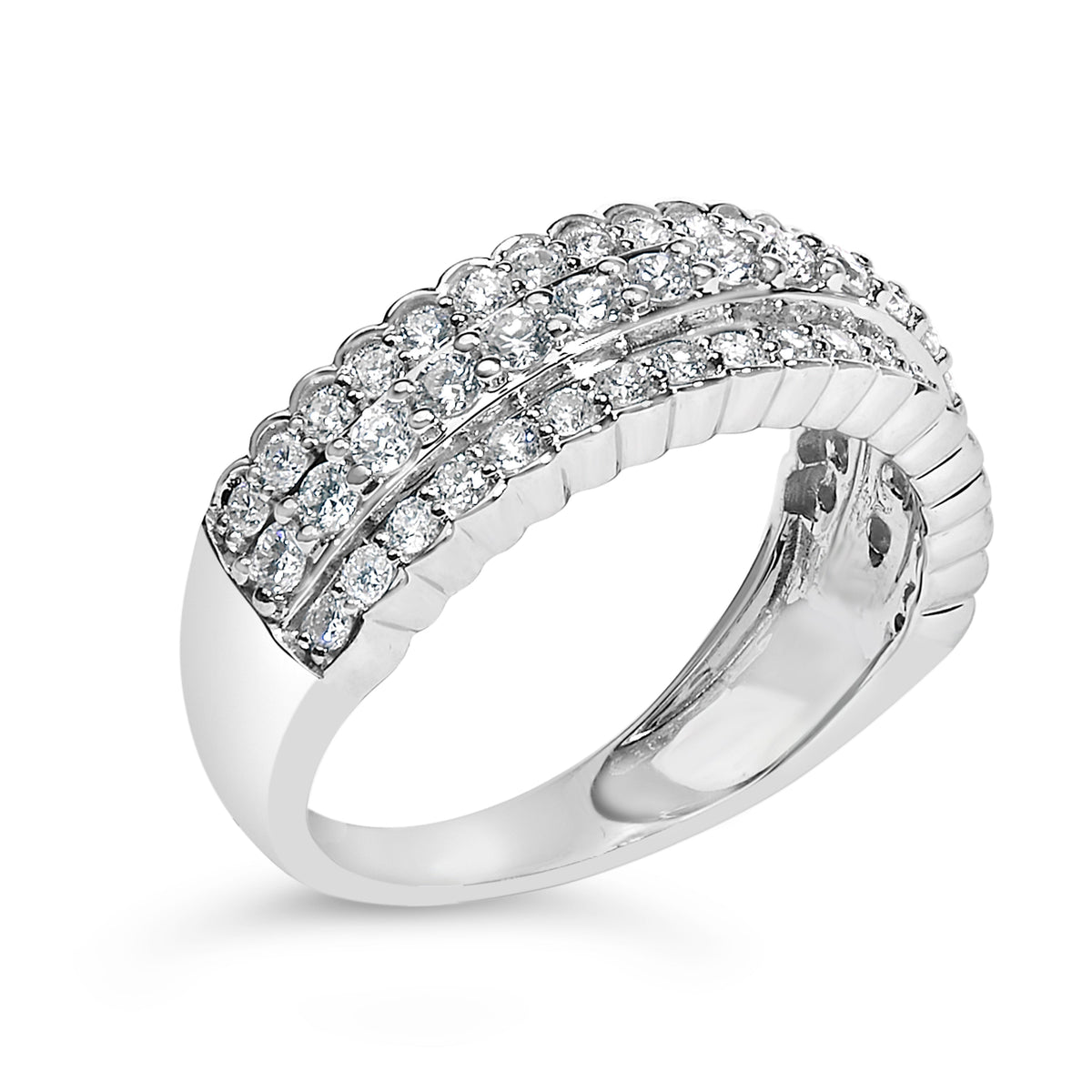 .925 Sterling Silver 1.0 cttw Lab Grown Diamond 3 Row Band Ring (F-G Color, VS1-VS2 Clarity) - Ring Size 7