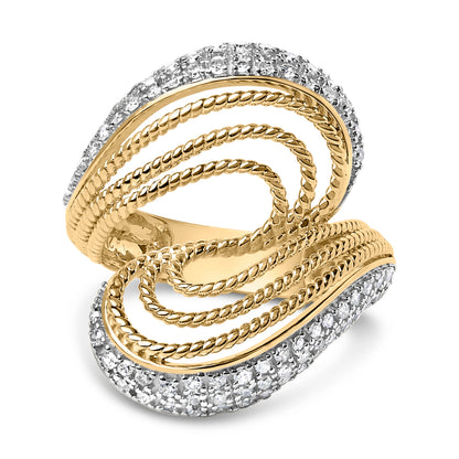 14K Yellow Gold Plated Silver 5/8 Cttw Diamond Bypass Ring Band